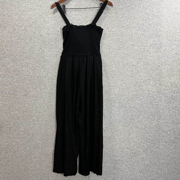 Aeropostale Jumpsuit Womens Size L Black Button Front Smocked Sleeveless - Picture 9 of 10